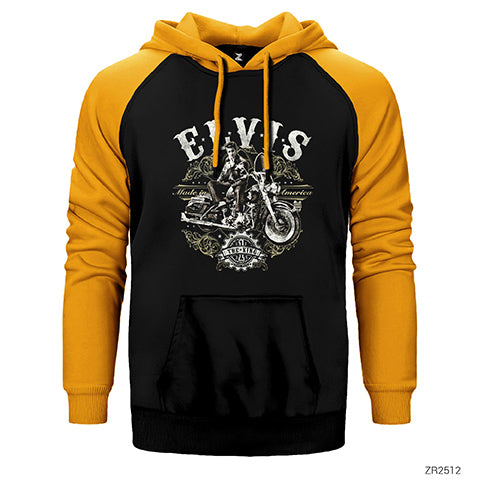Elvis Made in America Çift Renk Reglan Kol Sweatshirt / Hoodie