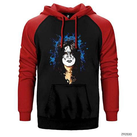 Kiss Tommy Thayer Çift Renk Reglan Kol Sweatshirt / Hoodie