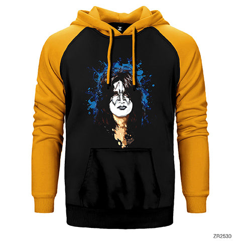 Kiss Tommy Thayer Çift Renk Reglan Kol Sweatshirt / Hoodie