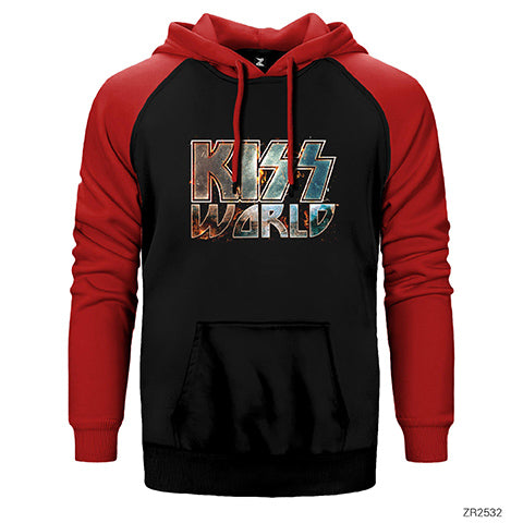 Kiss World Tour Çift Renk Reglan Kol Sweatshirt / Hoodie