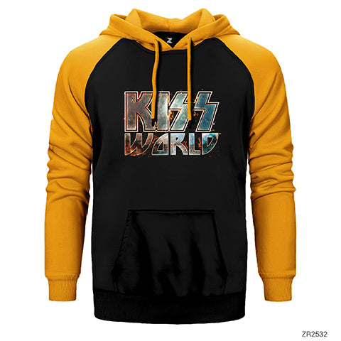 Kiss World Tour Çift Renk Reglan Kol Sweatshirt / Hoodie