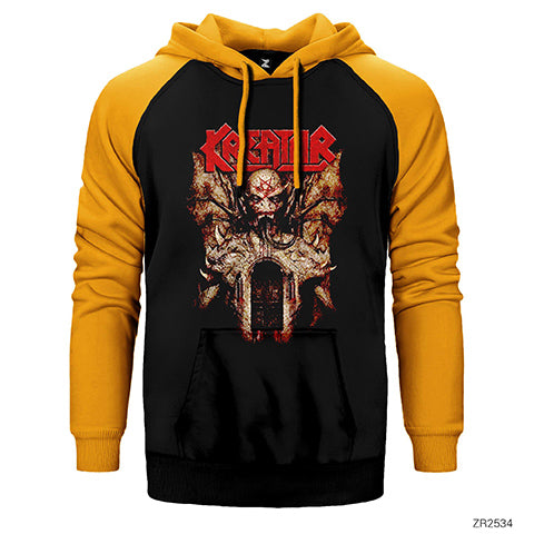Kreator Devil Door Çift Renk Reglan Kol Sweatshirt / Hoodie