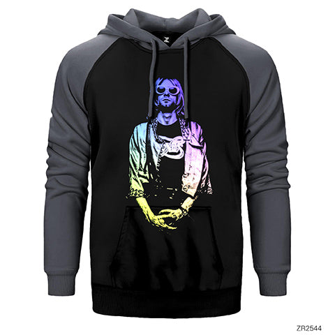 Nirvana Kurt Cobain Colored Çift Renk Reglan Kol Sweatshirt / Hoodie