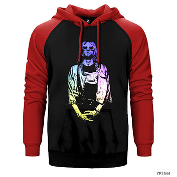 Nirvana Kurt Cobain Colored Çift Renk Reglan Kol Sweatshirt / Hoodie