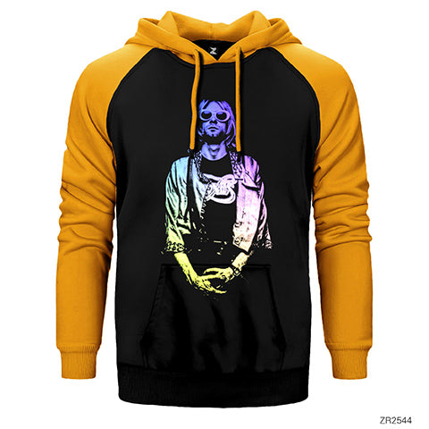 Nirvana Kurt Cobain Colored Çift Renk Reglan Kol Sweatshirt / Hoodie