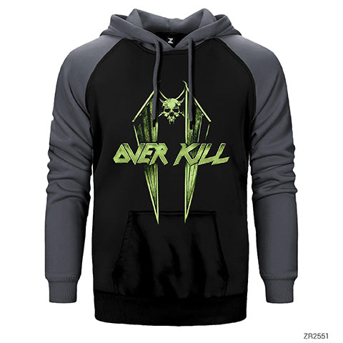 Overkill Wings and Skull Çift Renk Reglan Kol Sweatshirt / Hoodie