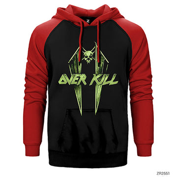 Overkill Wings and Skull Çift Renk Reglan Kol Sweatshirt / Hoodie