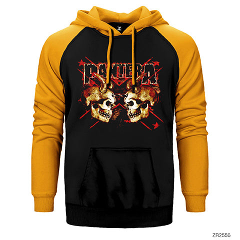Pantera Skull Çift Renk Reglan Kol Sweatshirt / Hoodie
