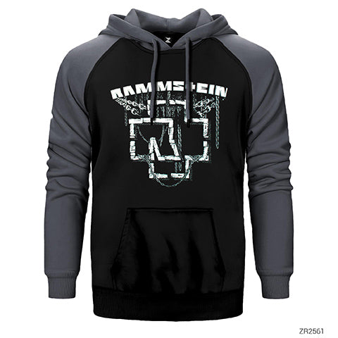 Rammstein Chain Logo Çift Renk Reglan Kol Sweatshirt / Hoodie