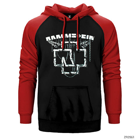 Rammstein Chain Logo Çift Renk Reglan Kol Sweatshirt / Hoodie