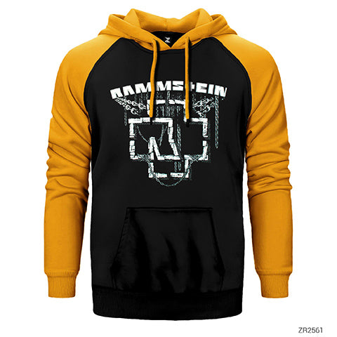 Rammstein Chain Logo Çift Renk Reglan Kol Sweatshirt / Hoodie