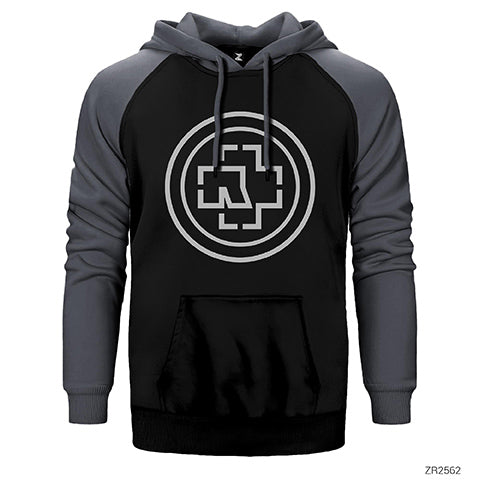 Rammstein Circle Logo Çift Renk Reglan Kol Sweatshirt / Hoodie