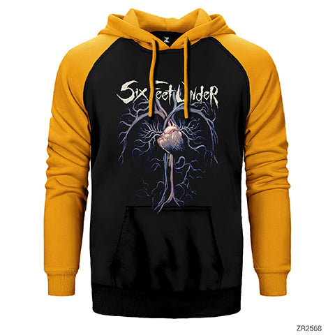 Six Feet Under Heart Çift Renk Reglan Kol Sweatshirt / Hoodie