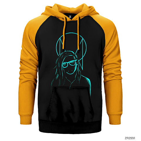 Skrillex Silliuette Çift Renk Reglan Kol Sweatshirt / Hoodie