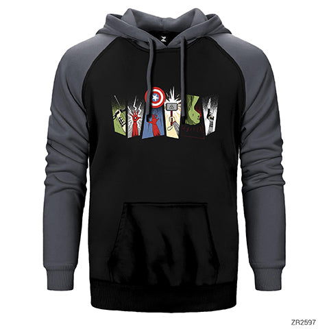 Avengers Items Çift Renk Reglan Kol Sweatshirt / Hoodie