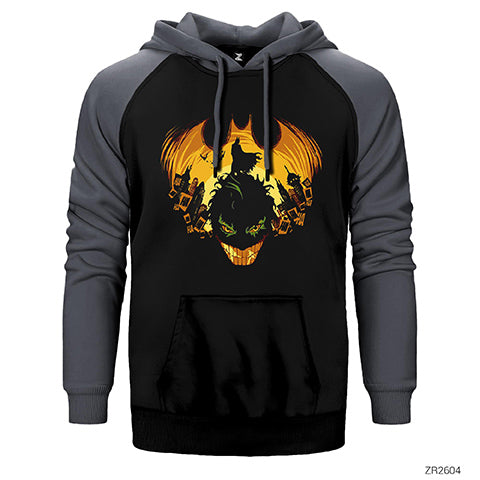 Batman and Joker Drawing Çift Renk Reglan Kol Sweatshirt / Hoodie