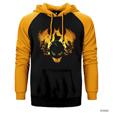 Batman and Joker Drawing Çift Renk Reglan Kol Sweatshirt / Hoodie