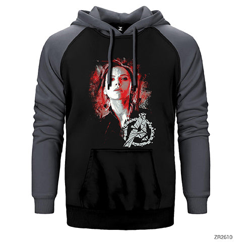 Black Widow Çift Renk Reglan Kol Sweatshirt / Hoodie