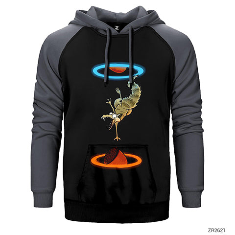 Buz Devri Squirrel Portal Çift Renk Reglan Kol Sweatshirt / Hoodie