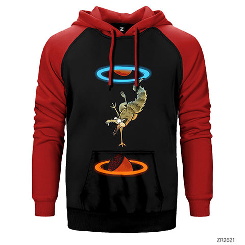 Buz Devri Squirrel Portal Çift Renk Reglan Kol Sweatshirt / Hoodie