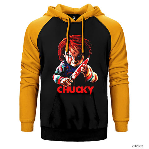 Chucky Murderer Çift Renk Reglan Kol Sweatshirt / Hoodie