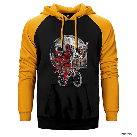 Deadpool and Moon Çift Renk Reglan Kol Sweatshirt / Hoodie