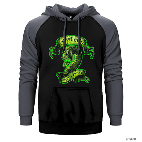 Harry Potter Slytherin Official Çift Renk Reglan Kol Sweatshirt / Hoodie
