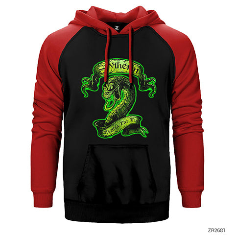 Harry Potter Slytherin Official Çift Renk Reglan Kol Sweatshirt / Hoodie