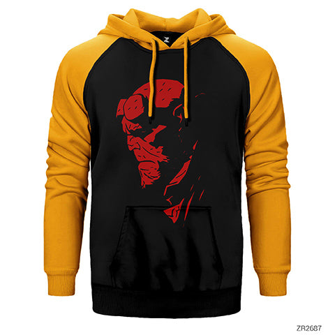 HellBoy Face Çift Renk Reglan Kol Sweatshirt / Hoodie
