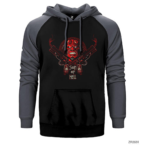 Hellboy Sons of Hell Çift Renk Reglan Kol Sweatshirt / Hoodie