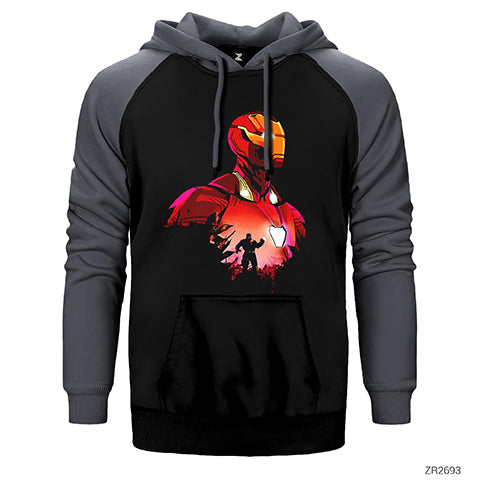 Iron man And Thanos Çift Renk Reglan Kol Sweatshirt / Hoodie