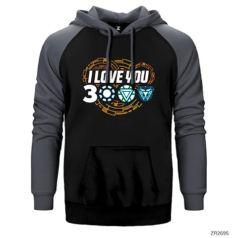 Iron Man I Love You 3000 2 Çift Renk Reglan Kol Sweatshirt / Hoodie
