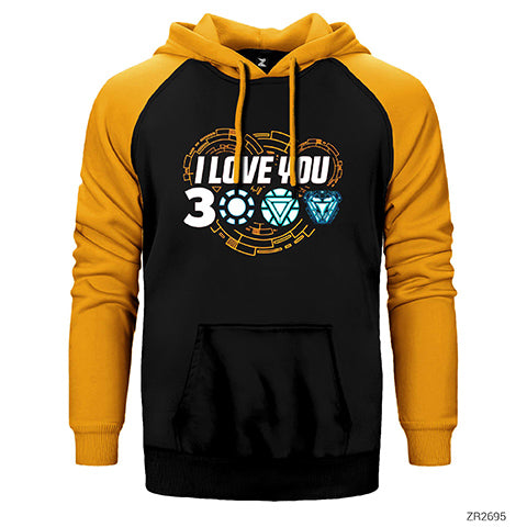 Iron Man I Love You 3000 2 Çift Renk Reglan Kol Sweatshirt / Hoodie