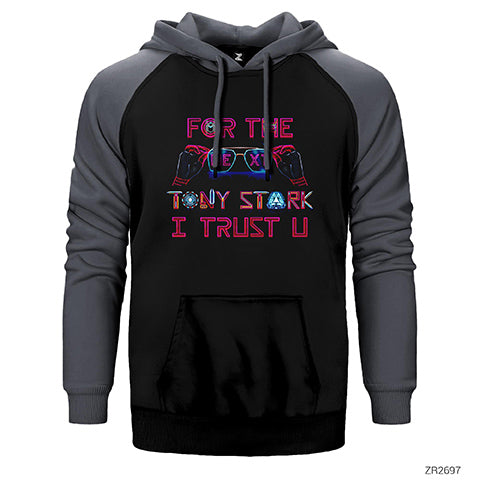 Iron Man Tony Stark Trust You Çift Renk Reglan Kol Sweatshirt / Hoodie