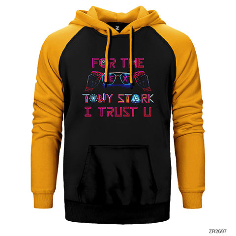 Iron Man Tony Stark Trust You Çift Renk Reglan Kol Sweatshirt / Hoodie