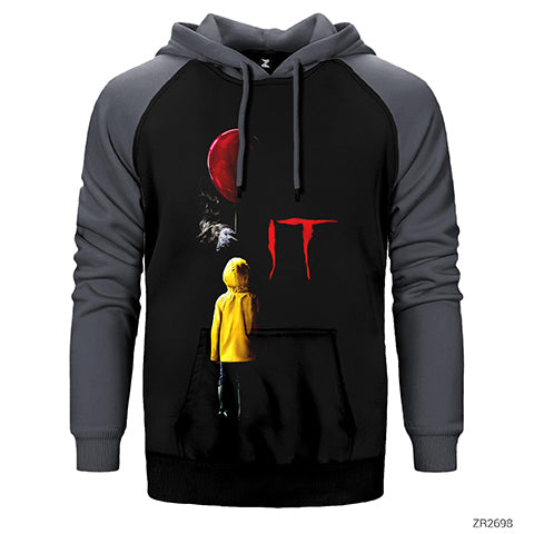 IT Child and Balloon Çift Renk Reglan Kol Sweatshirt / Hoodie