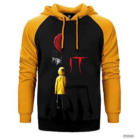 IT Child and Balloon Çift Renk Reglan Kol Sweatshirt / Hoodie