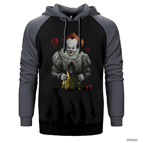 IT Child and Clown Çift Renk Reglan Kol Sweatshirt / Hoodie