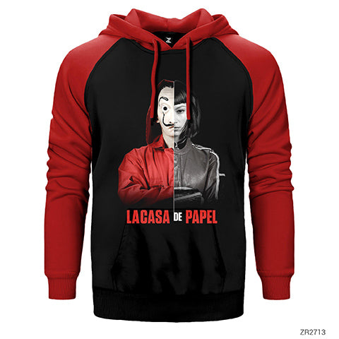 La Casa De Papel Half Tokio Çift Renk Reglan Kol Sweatshirt / Hoodie
