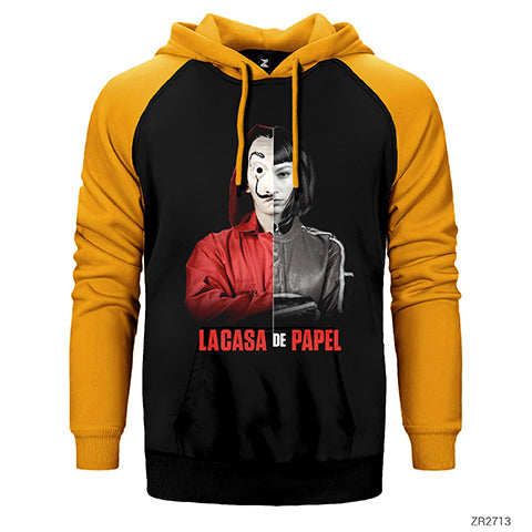 La Casa De Papel Half Tokio Çift Renk Reglan Kol Sweatshirt / Hoodie