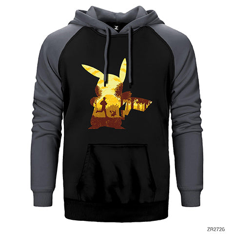 Pikachu Mask Çift Renk Reglan Kol Sweatshirt / Hoodie