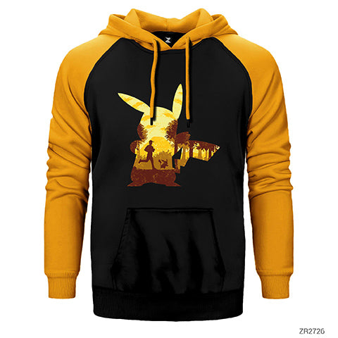 Pikachu Mask Çift Renk Reglan Kol Sweatshirt / Hoodie