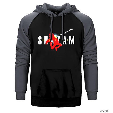 Shazam Logo and Child Çift Renk Reglan Kol Sweatshirt / Hoodie