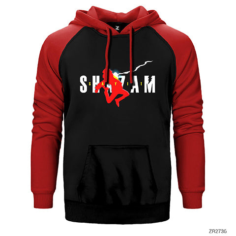 Shazam Logo and Child Çift Renk Reglan Kol Sweatshirt / Hoodie