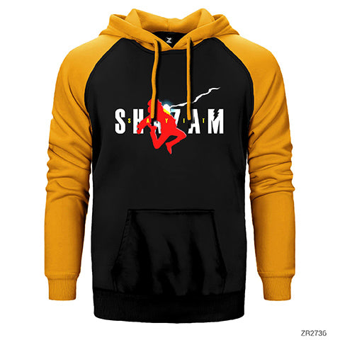 Shazam Logo and Child Çift Renk Reglan Kol Sweatshirt / Hoodie