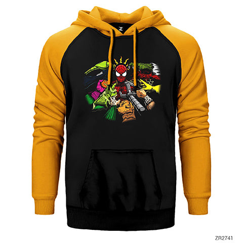 Spiderman And Enemies Çift Renk Reglan Kol Sweatshirt / Hoodie