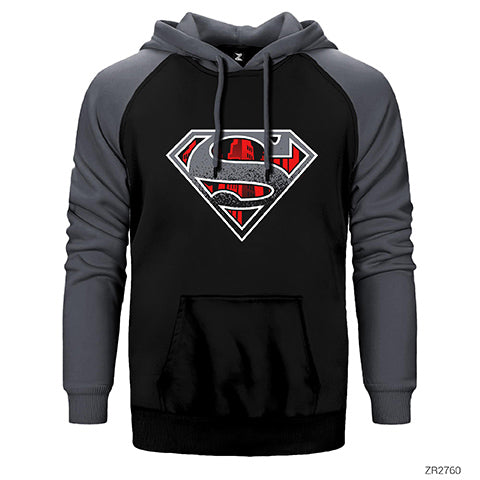 Superman Dark Legend Çift Renk Reglan Kol Sweatshirt / Hoodie