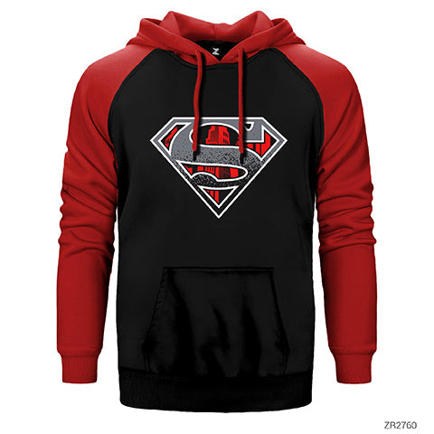 Superman Dark Legend Çift Renk Reglan Kol Sweatshirt / Hoodie