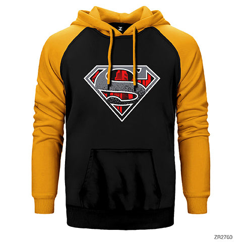 Superman Dark Legend Çift Renk Reglan Kol Sweatshirt / Hoodie