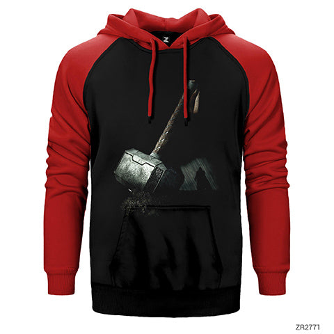 Thor Mjolnir Çift Renk Reglan Kol Sweatshirt / Hoodie